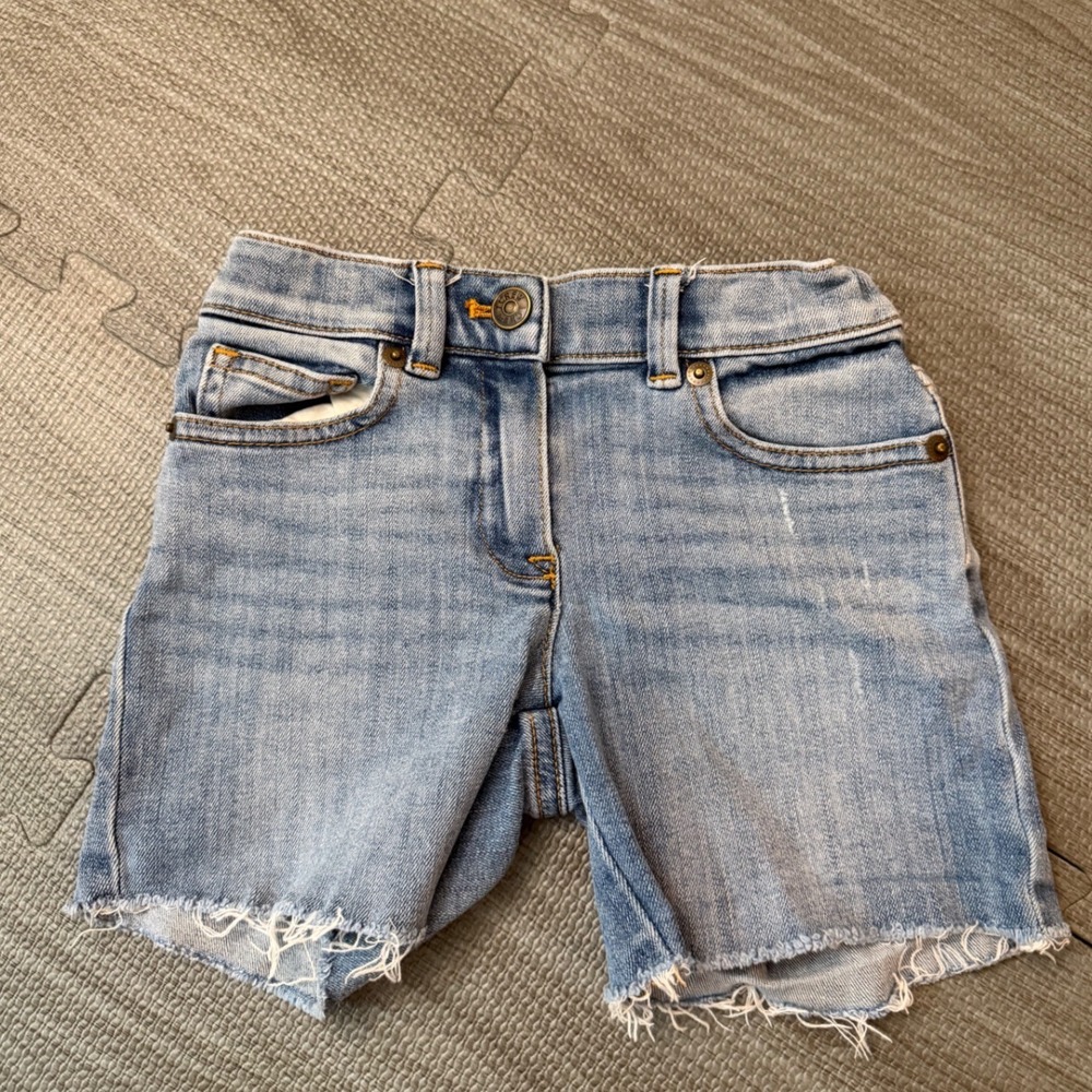 Crewcuts J.Crew Girls Light Wash Distressed Raw Hem Denim Cowgirl Shorts Size 5
